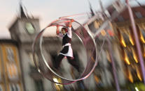 Member of the Les Studios de Cirque de Marseille performs "Race against time" during the festival "White Nights" in Burgos, northern Spain May 30, 2009. REUTERS/Felix Ordonez