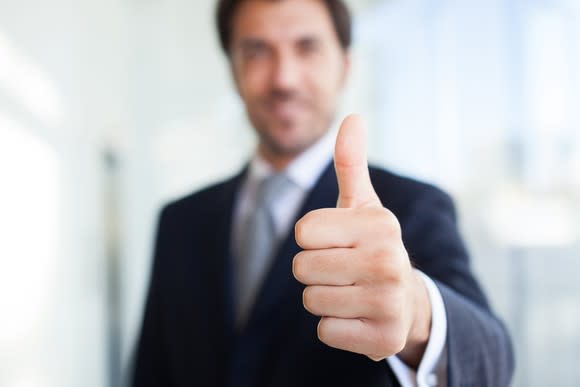 Businessman giving a thumbs-up