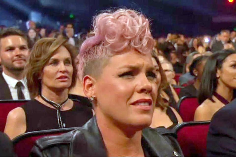 Pink rebuffs suggestions she 'cringed' at Christina Aguilera's Whitney Houston tribute at the AMAs