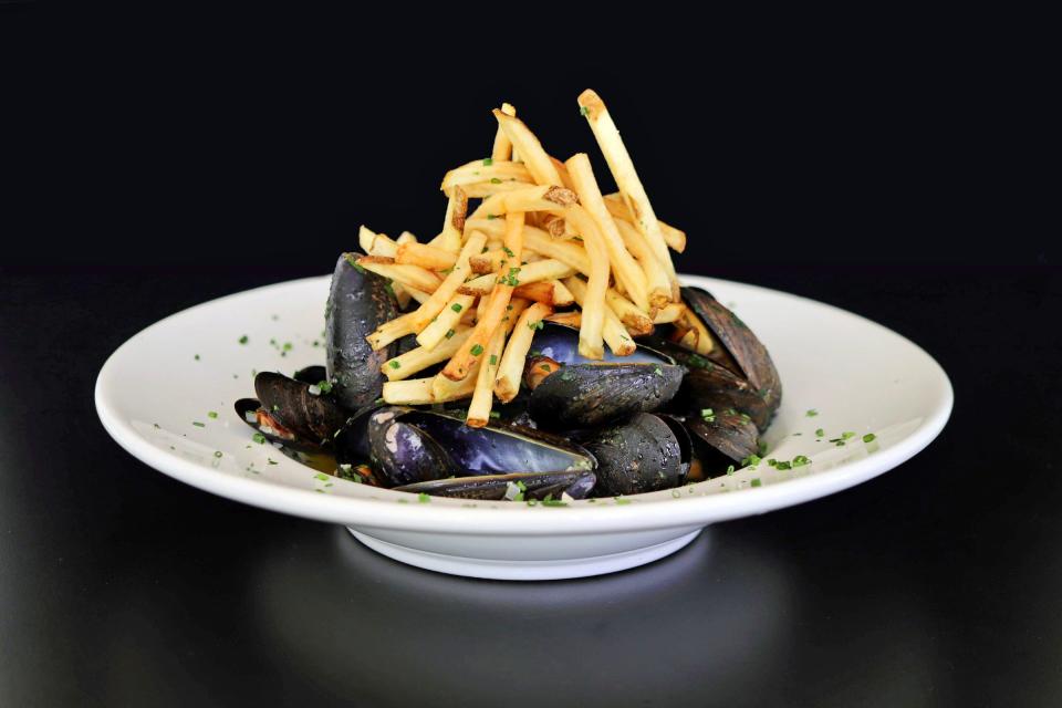 Moules frites at Cape May French bistro Maison Bleue, which opened in April 2023 from owners Sandy and John Vizzone, and chefs Anthony Depasquale and Michael Schultz.