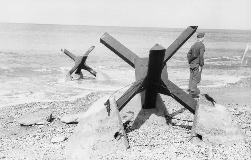 Czech hedgehogs deployed on the Atlantic Wall near Calais.