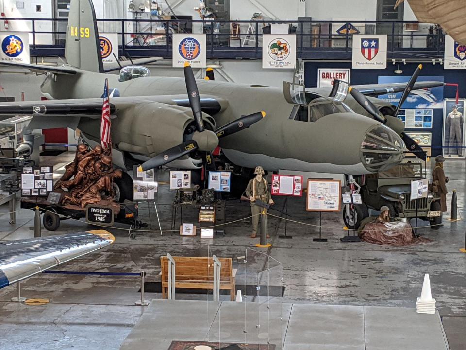 The restored B-26 Marauder World War II bomber "Charlys Jewel," on display at MAPS Air Museum, will be the backdrop for the upcoming B-26 Marauder Historical Society reunion at MAPS Air Museum.