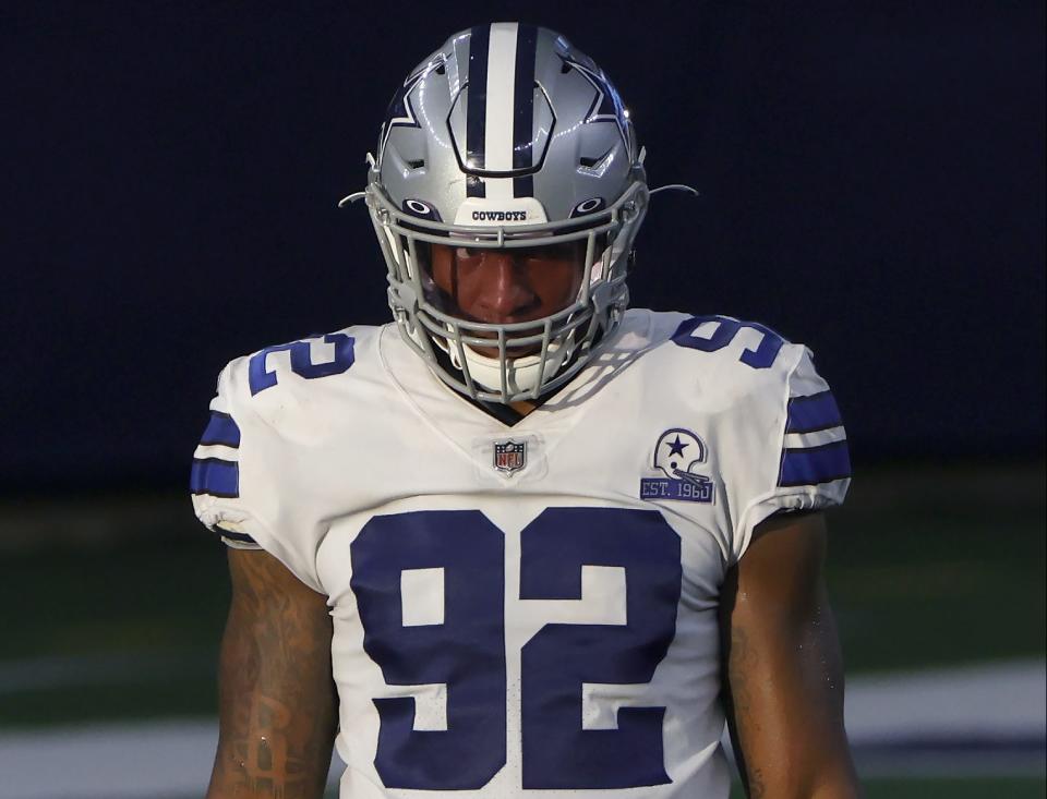 Dallas Cowboys defensive end Dorance Armstrong (92) (AP Photo/Ron Jenkins)