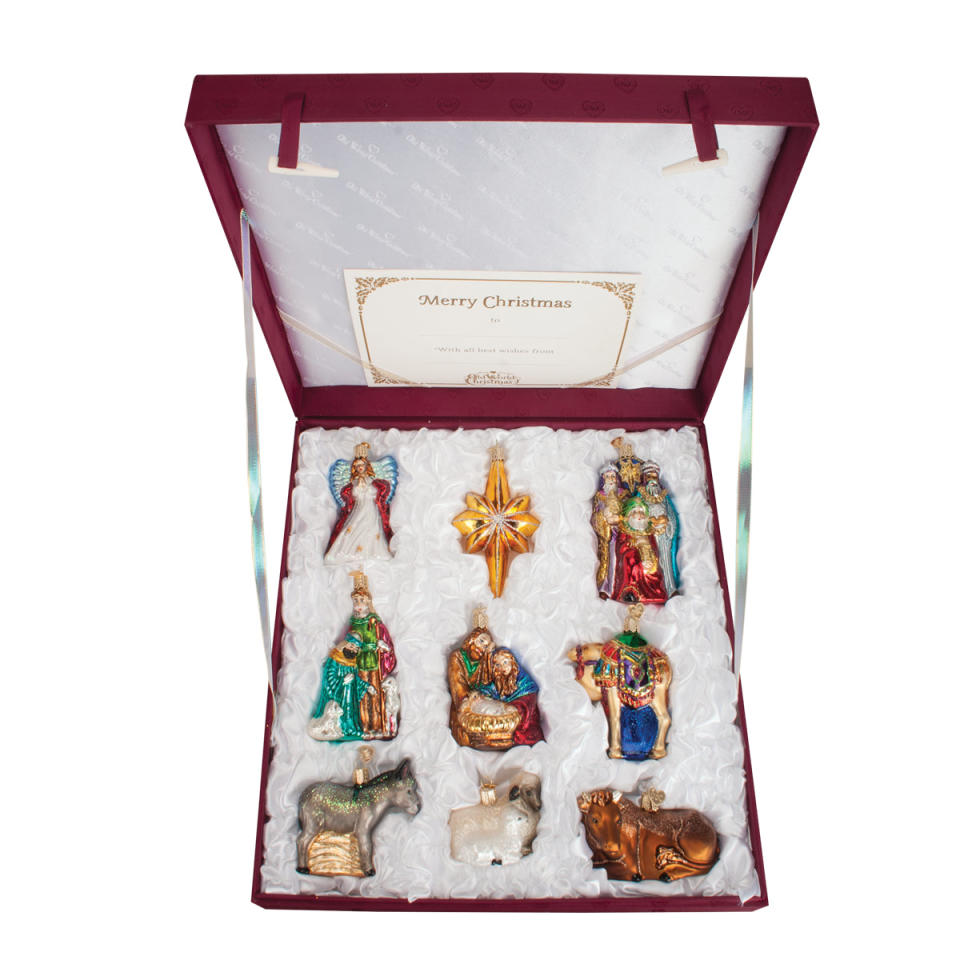 <p><a href="https://oldworldchristmas.com/products/nativity-ornaments-collection" rel="nofollow noopener" target="_blank" data-ylk="slk:Shop Now;elm:context_link;itc:0;sec:content-canvas" class="link ">Shop Now</a></p><p>Nativity Ornaments Collection</p><p>oldworldchristmas.com</p><p>$149.99</p><span class="copyright">Old World Christmas</span>