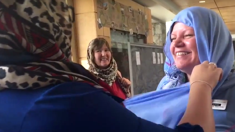 Women don Muslim headscarves at 'Hijab for a Day' event