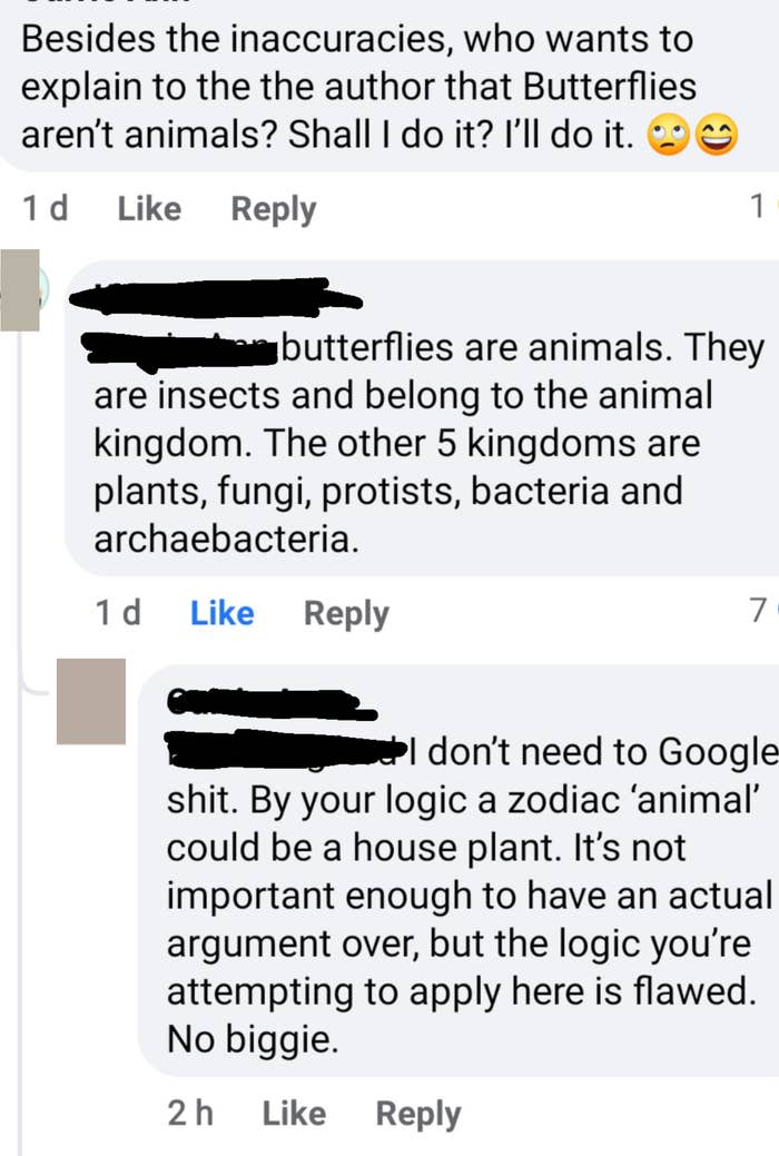 A post written by someone who doesn't think butterflies are animals