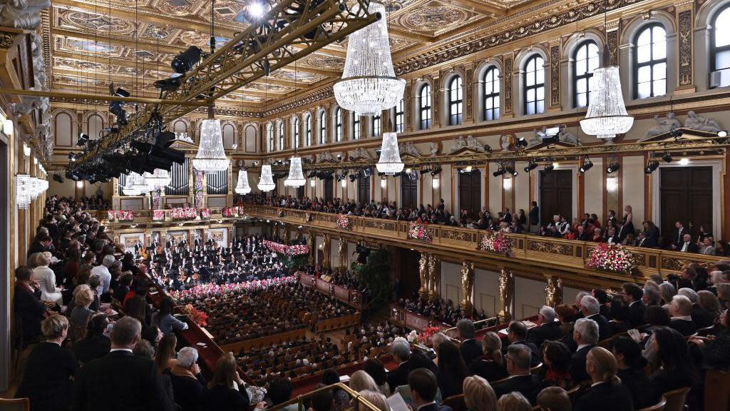 The Vienna Philharmonic Orchestra performing at the Musikverein concert hall