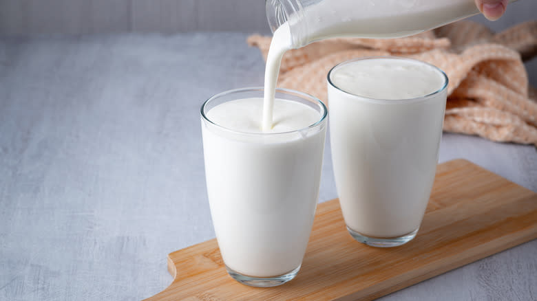 pouring clabbered milk