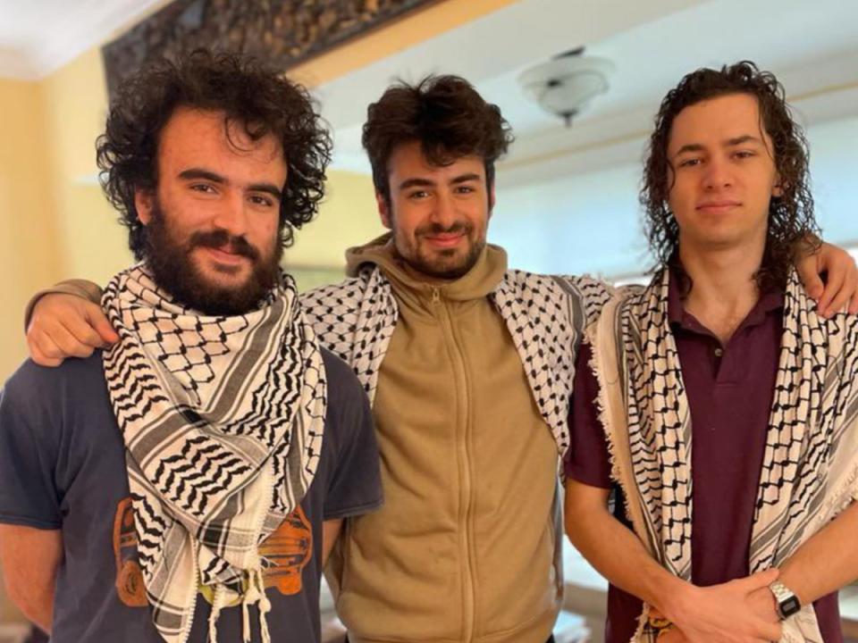 Three Palestinian students who were shot while walking to a family dinner in Burlington, Vermont. They have been identified as Hisham Awartani, Tahseen Ali and Kenan Abdulhamid (@@hzomlot/Twitter)