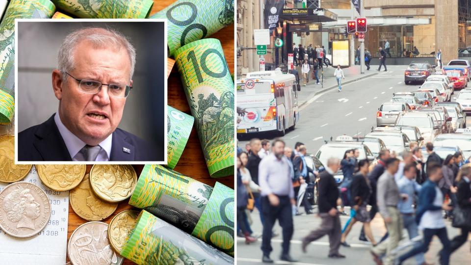 Scott Morrison, Australian cash, pedestrians.