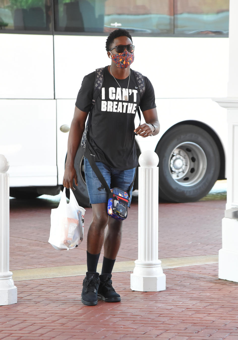 Victor Oladipo #4 of the Indiana Pacers arrives at the hotel as part of the NBA Restart 2020 on July 9, 2020 in Orlando, Florida. (Photo by Bill Baptist/NBAE via Getty Images)