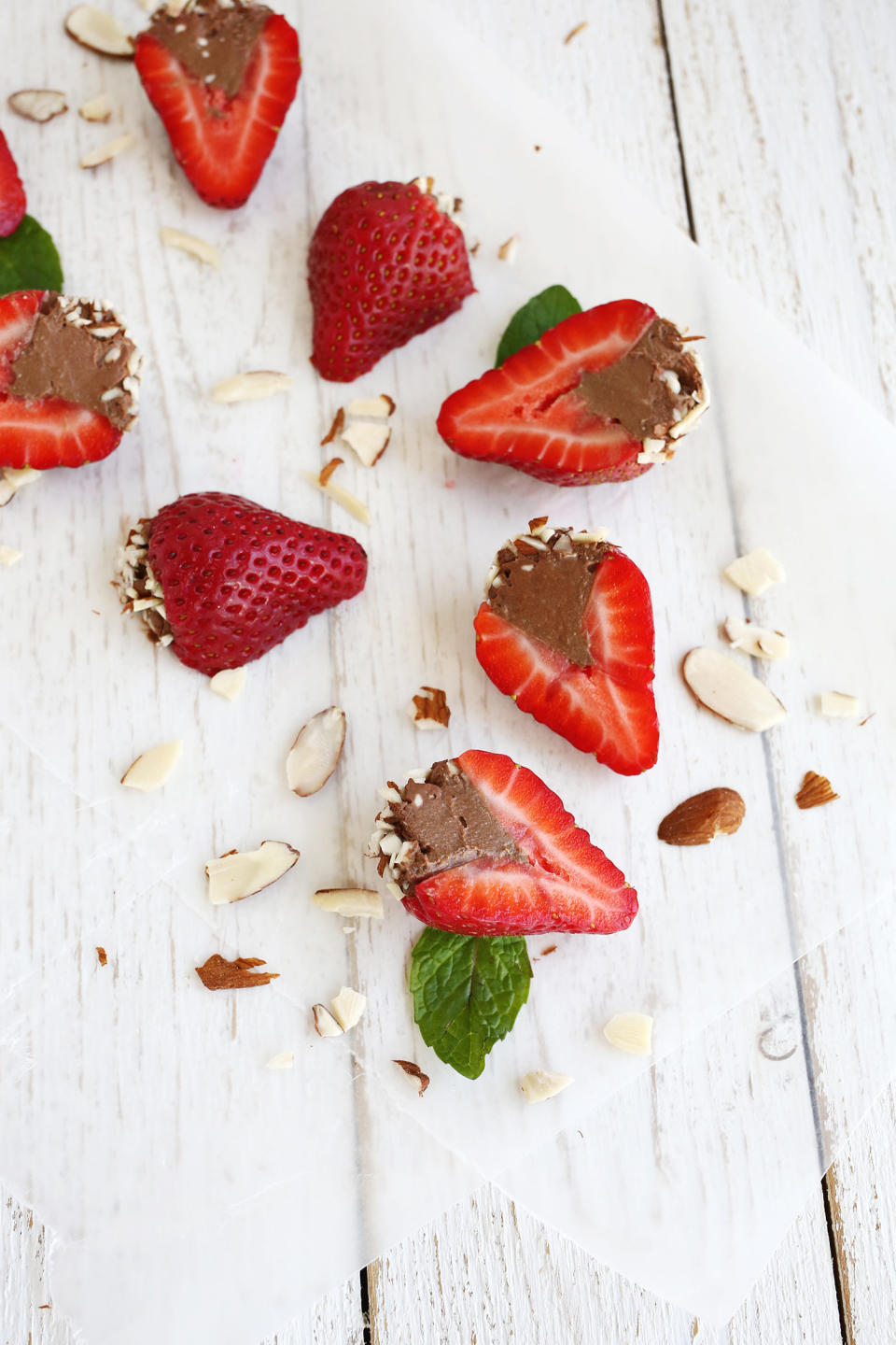 <strong>Get the <a href="http://www.abeautifulmess.com/2015/04/chocolate-mousse-filled-strawberries-dairy-free.html" target="_blank">Chocolate Mousse Filled Strawberries recipe</a> from A Beautiful Mess</strong>