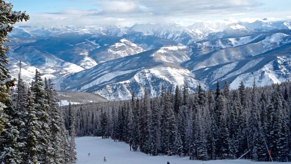 Ski trail under the Gore Range in Beaver Creek, CO