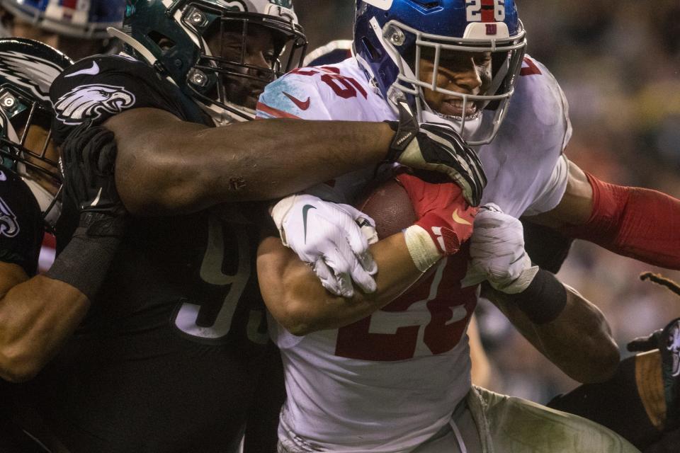 There's a good chance Giants running back Saquon Barkley won't play against the Eagles on Sunday.