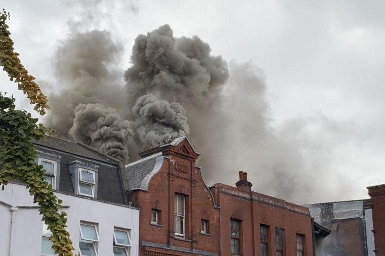 Smoke billows into the sky after the fire broke on Sunday morning: Guy of Gisborne/Twitter