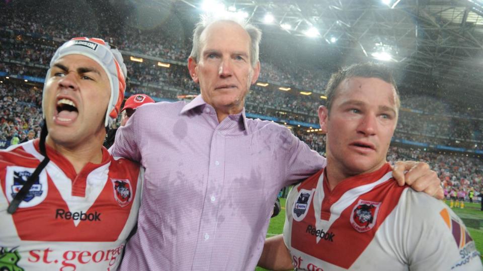 Wayne Bennett after winning the grand final with the Dragons in 2010.