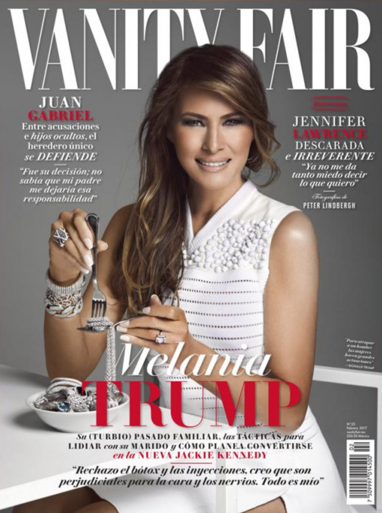 <i>Melania Trump is eating diamonds on the cover of Vanity Fair Mexico [Photo: Vanity Fair Mexico]</i>