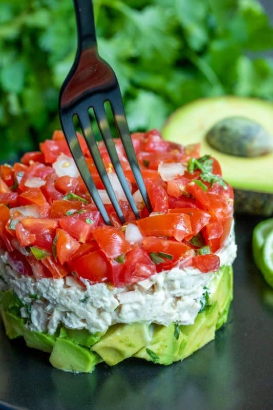 <p>Home Made Interest</p><p>This tuna salad is a quick and easy keto recipe that is perfect for a healthy lunch or a simple low-carb light supper.</p><p><strong>Get the recipe:</strong><a href="https://www.homemadeinterest.com/avocado-tuna-salad-recipe/" rel="nofollow noopener" target="_blank" data-ylk="slk:Avocado Tuna Salad;elm:context_link;itc:0;sec:content-canvas" class="link "> <strong>Avocado Tuna Salad</strong></a></p>