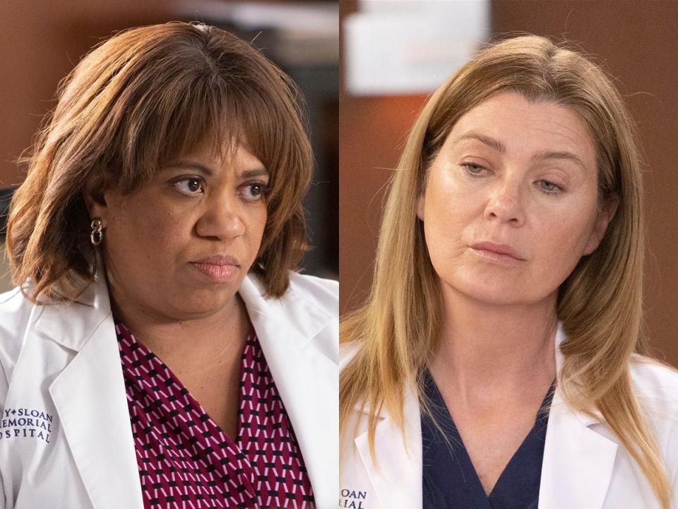 miranda bailey next to photo of meredith grey