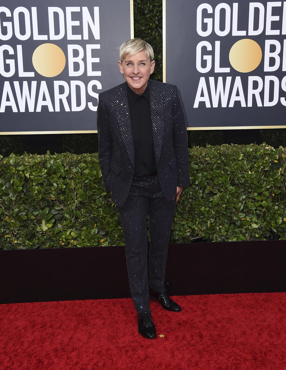 FILE - Ellen DeGeneres arrives at the 77th annual Golden Globe Awards on Jan. 5, 2020, in Beverly Hills, Calif. DeGeneres turns 64 on Jan 26. (Photo by Jordan Strauss/Invision/AP, File)