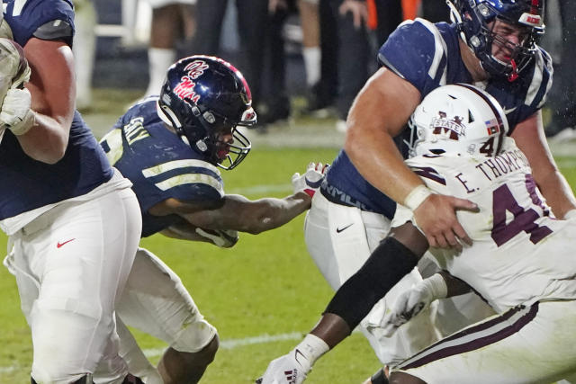 Ole Miss Rebels wide receiver Braylon Sanders celebrates a first down