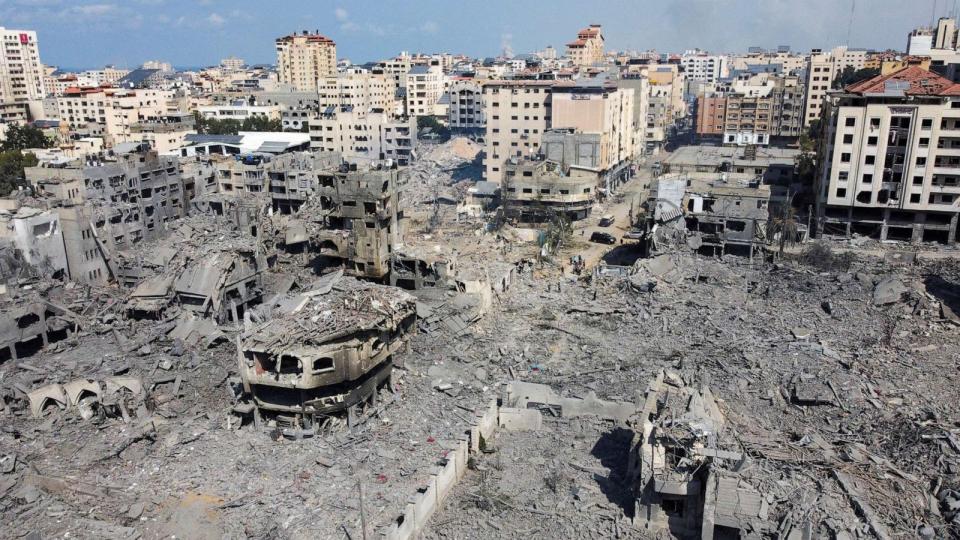 PHOTO: A view shows houses and buildings destroyed by Israeli strikes in Gaza City, Oct. 10, 2023. (Mohammed Salem/Reuters)