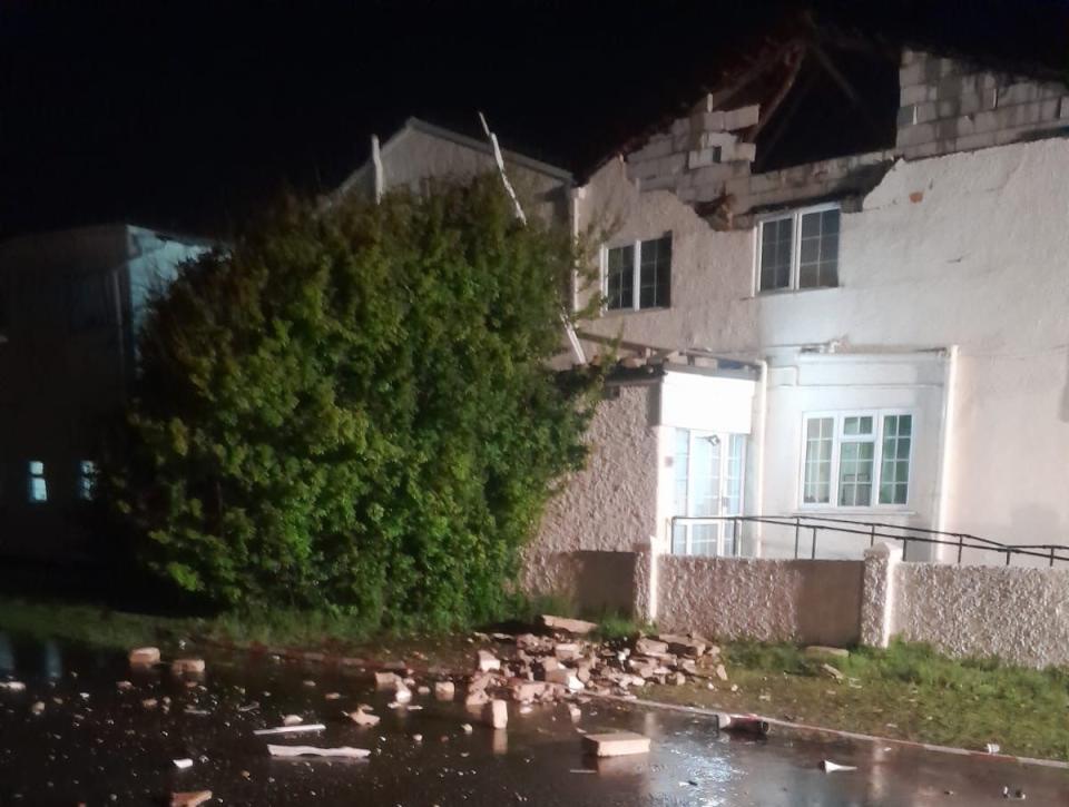 A care home in Elmer, West Sussex, was struck by lightning and sustained damaged to its roof (West Sussex Fire and Rescue Service)