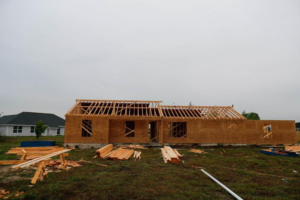 A house is under construction on the lot where a home was completely destroyed in the Park Place neighborhood of Ellabell in April of 2022.