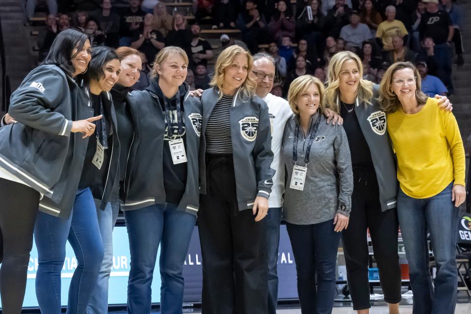 The 1999 National Championship team was recognized during halftime of the NCAA women’s basketball game against the Southern Jags, Sunday, Nov. 12, 2023, at Mackey Arena in West Lafayette, Ind. Purdue won 67-50.