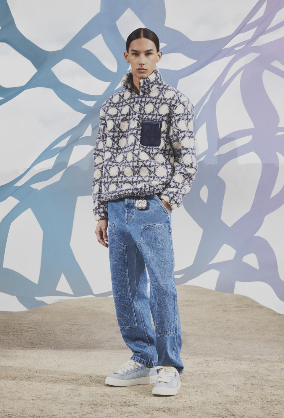 A look from the Dior cannage capsule menswear collection by Kim Jones.