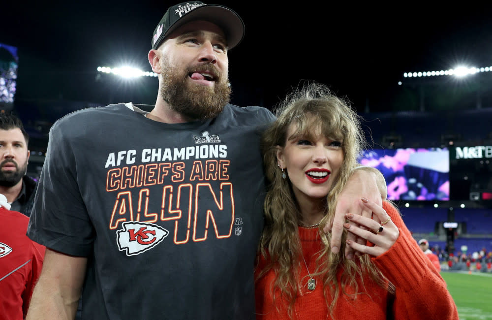 2024 AFC Championship - Kansas City Chiefs - : Travis Kelce and Taylor Swift - Getty