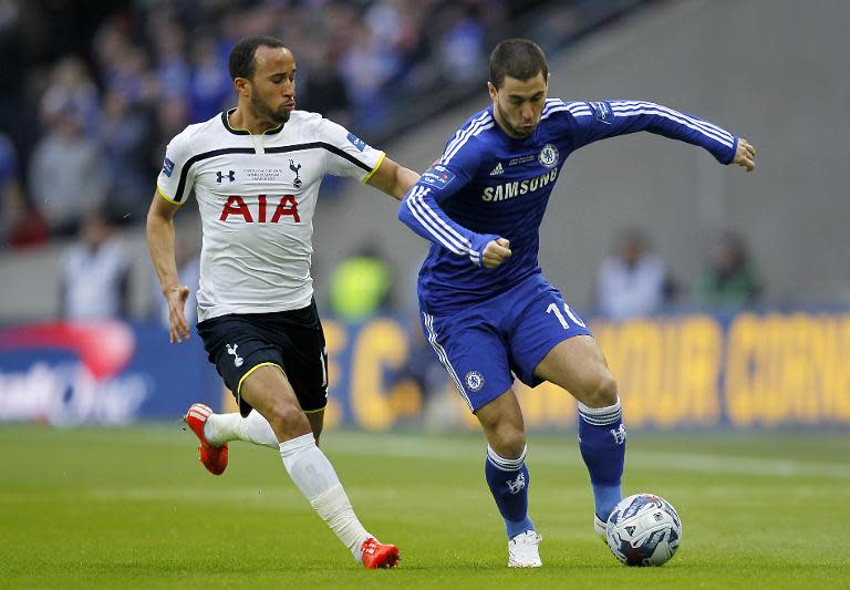 Belgian midfielder Eden Hazard (R) says Chelsea's win against Tottenham at Wembley on Sunday has boosted their title charge