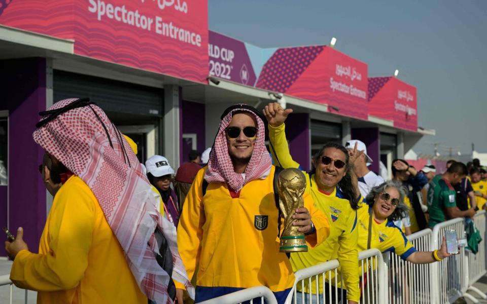 Fans of Ecuador queue to get into the Al-Bayt Stadium in Al Khor, north of Doha - Getty Images/Juan Mabromata