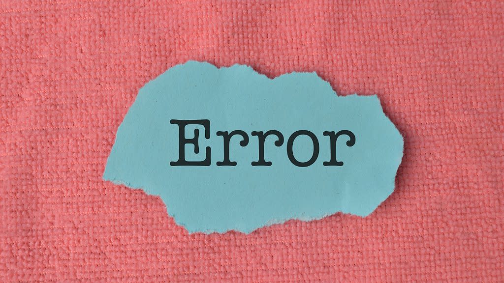 Papel con la palabra "error"