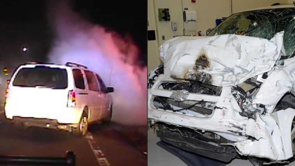 Victor Gray's totaled Chevy van after a police chase. / Credit: Sacramento County District Attorney's Office/PRA Request
