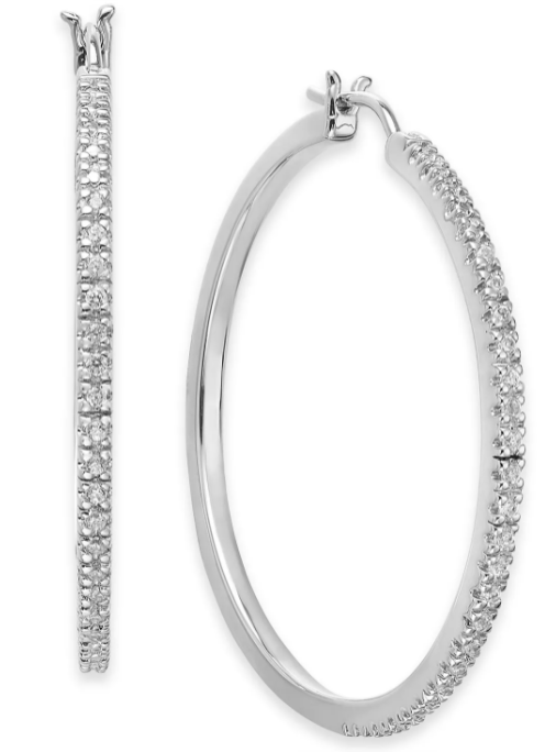 Diamond Hoop Earrings in Sterling Silver