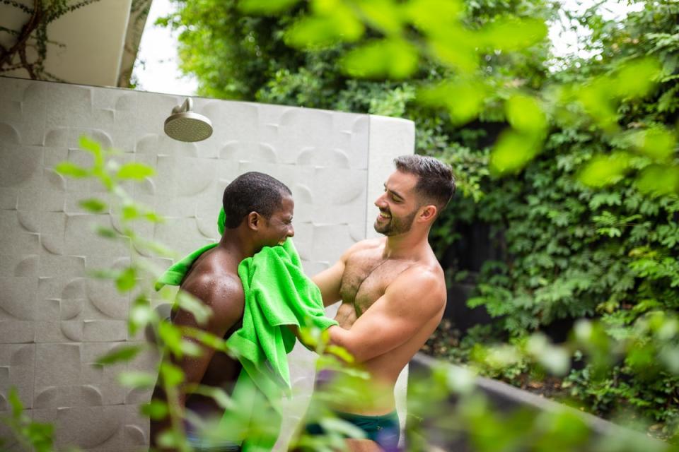 One morning I thought it would be nice to take a shower by the pool with the sun on my skin (Hannes Van Der Merwe)