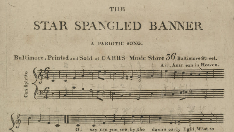Detail from the first sheet music publication of “The Star-Spangled Banner.”