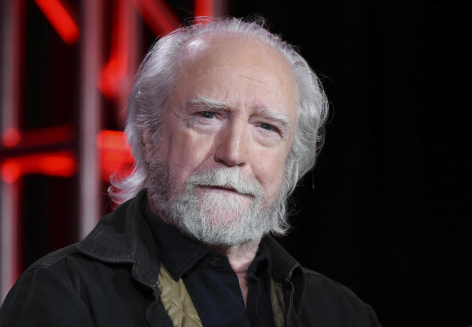 FILE - In this Jan. 6, 2016, file photo, Scott Wilson appears during the "Damien" panel at the A&E 2016 Winter TCA in Pasadena, Calif. Wilson, who played the murderer Robert Hickock in 1967’s “In Cold Blood” and was a series regular on “The Walking Dead,” has died. He was 76. AMC, the show’s network, announced Wilson’s death Saturday, Oct. 6, 2018. (Photo by Richard Shotwell/Invision/AP, File)