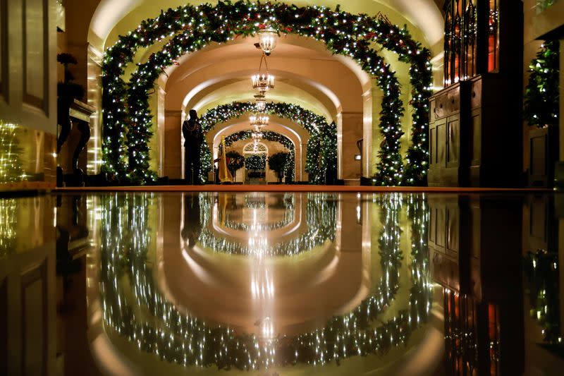 A press tour of White House Christmas decorations in Washington