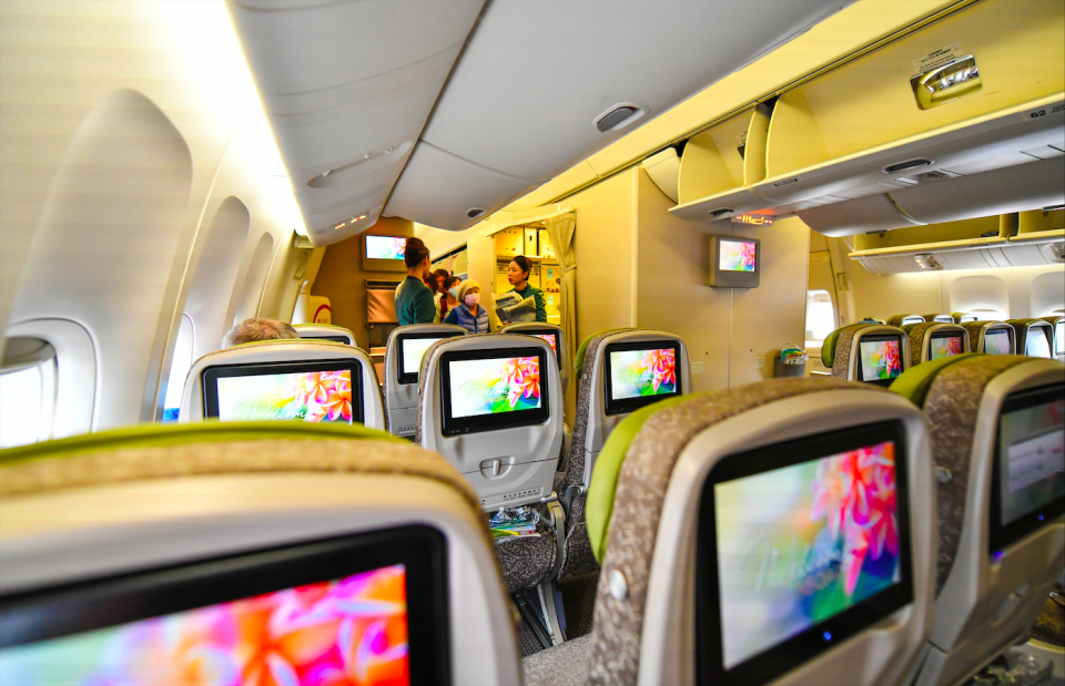 <p>The interior of EVA air plane. (Photo courtesy of Shutterstock)</p>
