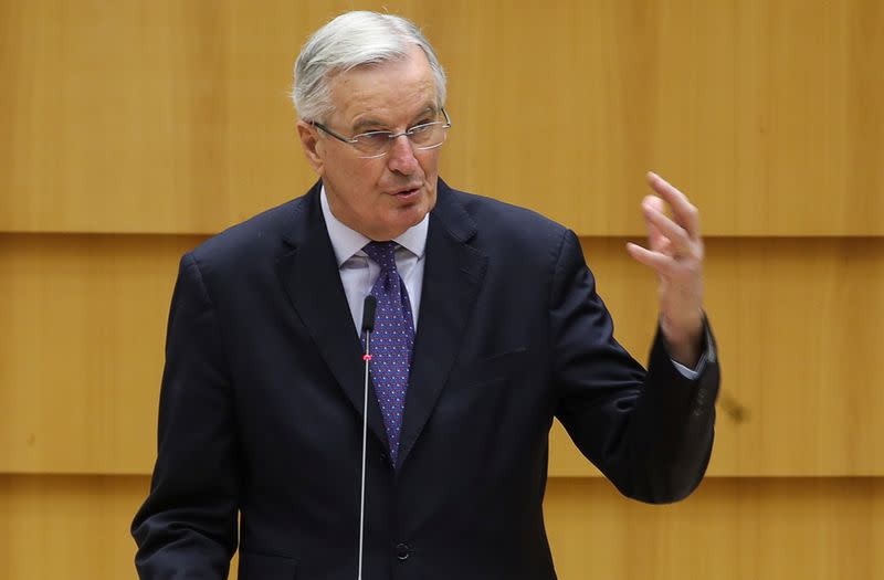 EU chief Brexit negotiator Barnier addresses European Parliament in Brussels