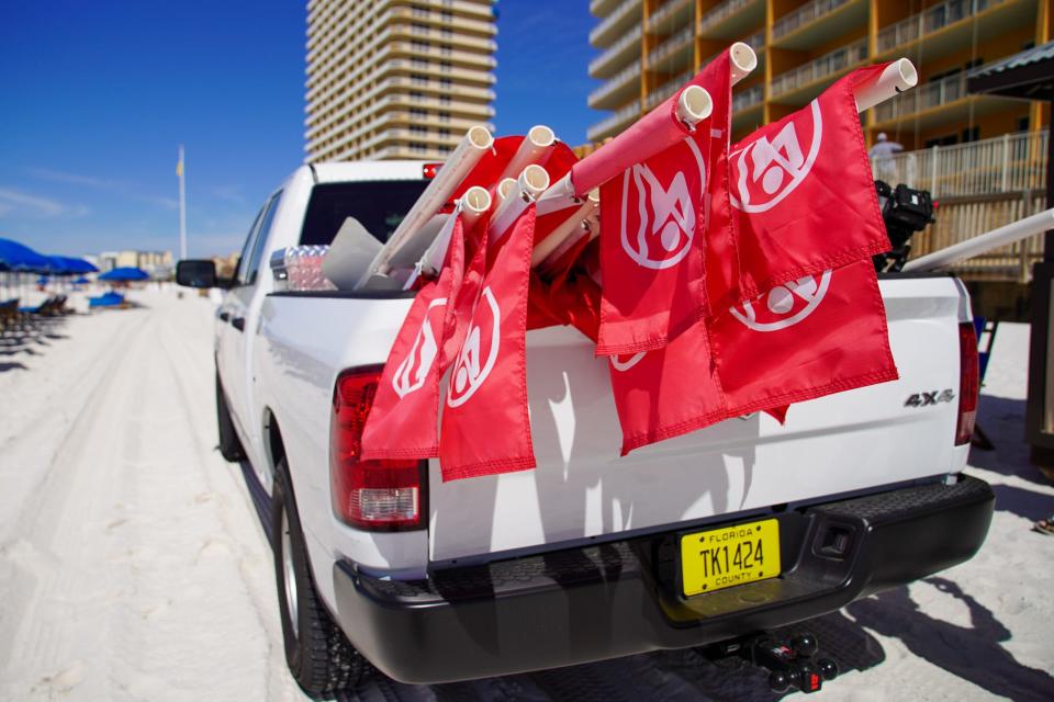 Bay County has partnered with Panama City Beach to distribute more than 500 flags to beach vendors that will be installed along the water's edge when double-red flags fly.