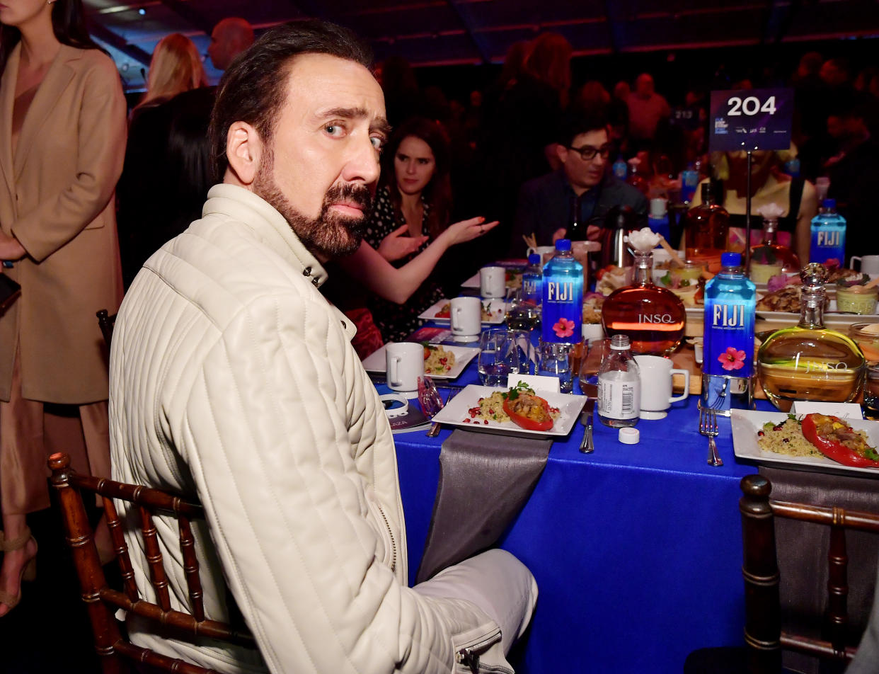 SANTA MONICA, CALIFORNIA - FEBRUARY 08: Nicolas Cage with FIJI Water and JNSQ at The 2020 Film Independent Spirit Awards on February 08, 2020 in Santa Monica, California. (Photo by Stefanie Keenan/Getty Images for FIJI Water)