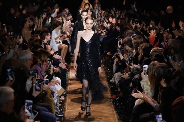 Fran Summers (and hi Bella Hadid!) walks the Michael Kors Fall 2019 runway at New York Fashion Week. Photo: JP Yim/Getty Images for Michael Kors