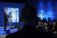 President Joe Biden speaks during a news conference at the NATO summit at NATO headquarters in Brussels, Monday, June 14, 2021. (AP Photo/Patrick Semansky)