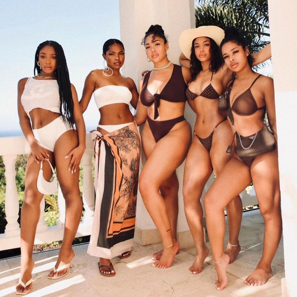 Lori Harvey, Jordyn Woods, Normani and friends pose in swimwear