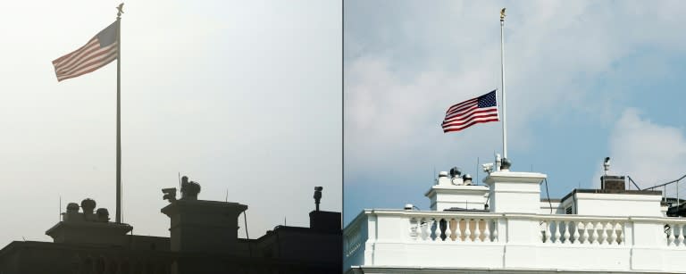 The US flag above the White House returned to full staff Monday -- only to be lowered again later on in the day in honor of McCain