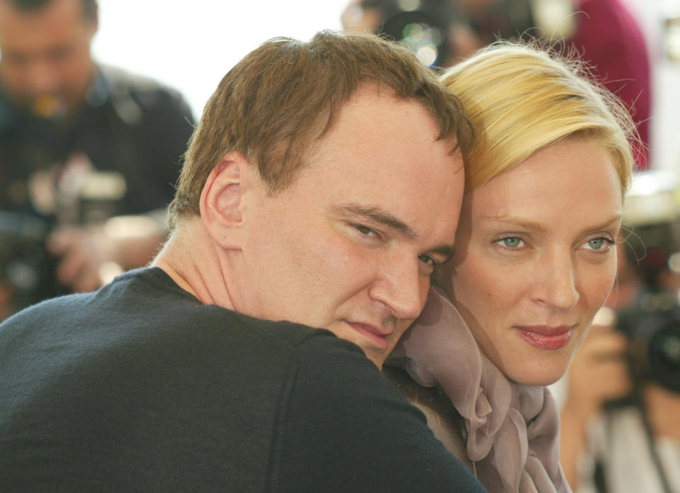 Uma Thurman and Quentin Tarantino in Cannes, France, promoting “Kill Bill: Vol. 2” in 2004. (Photo: Getty Images)