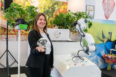 Co-Founder Hannah Brown with the Greentech Innovation Award.